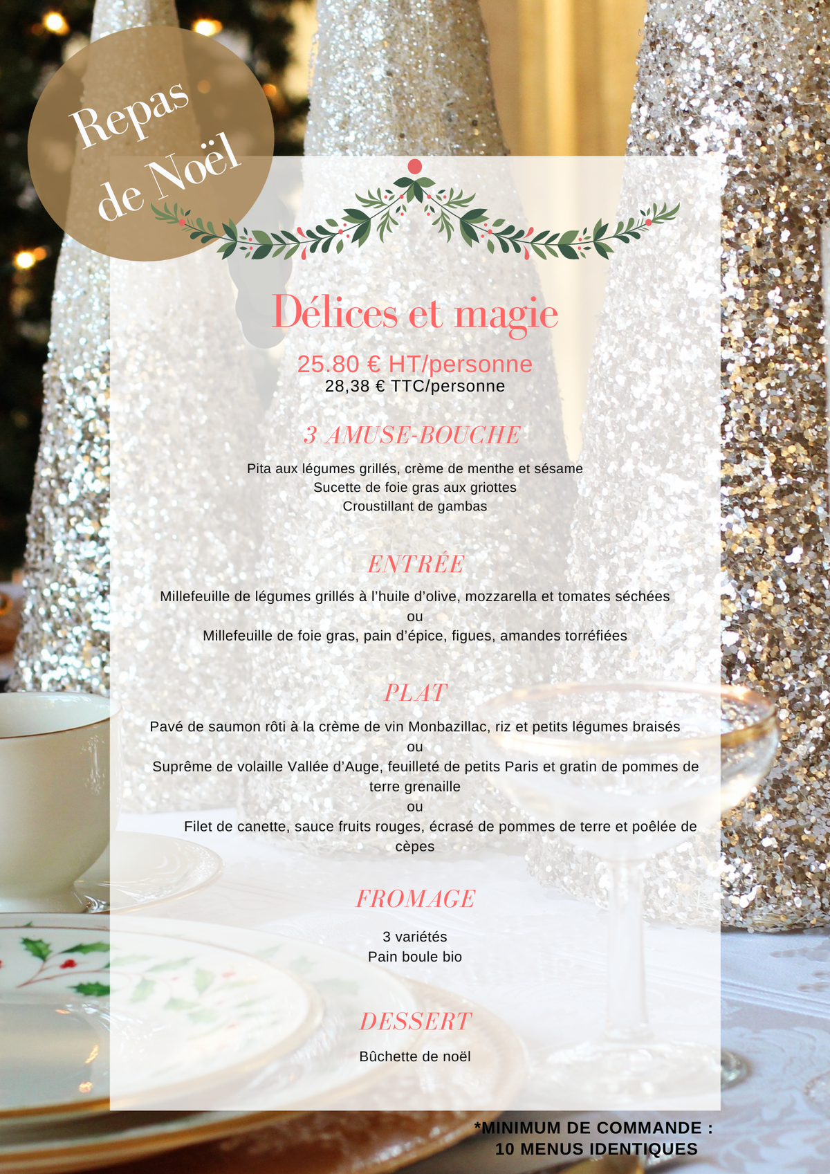 menu gourmand pour les fêtes de fin d'année 2021